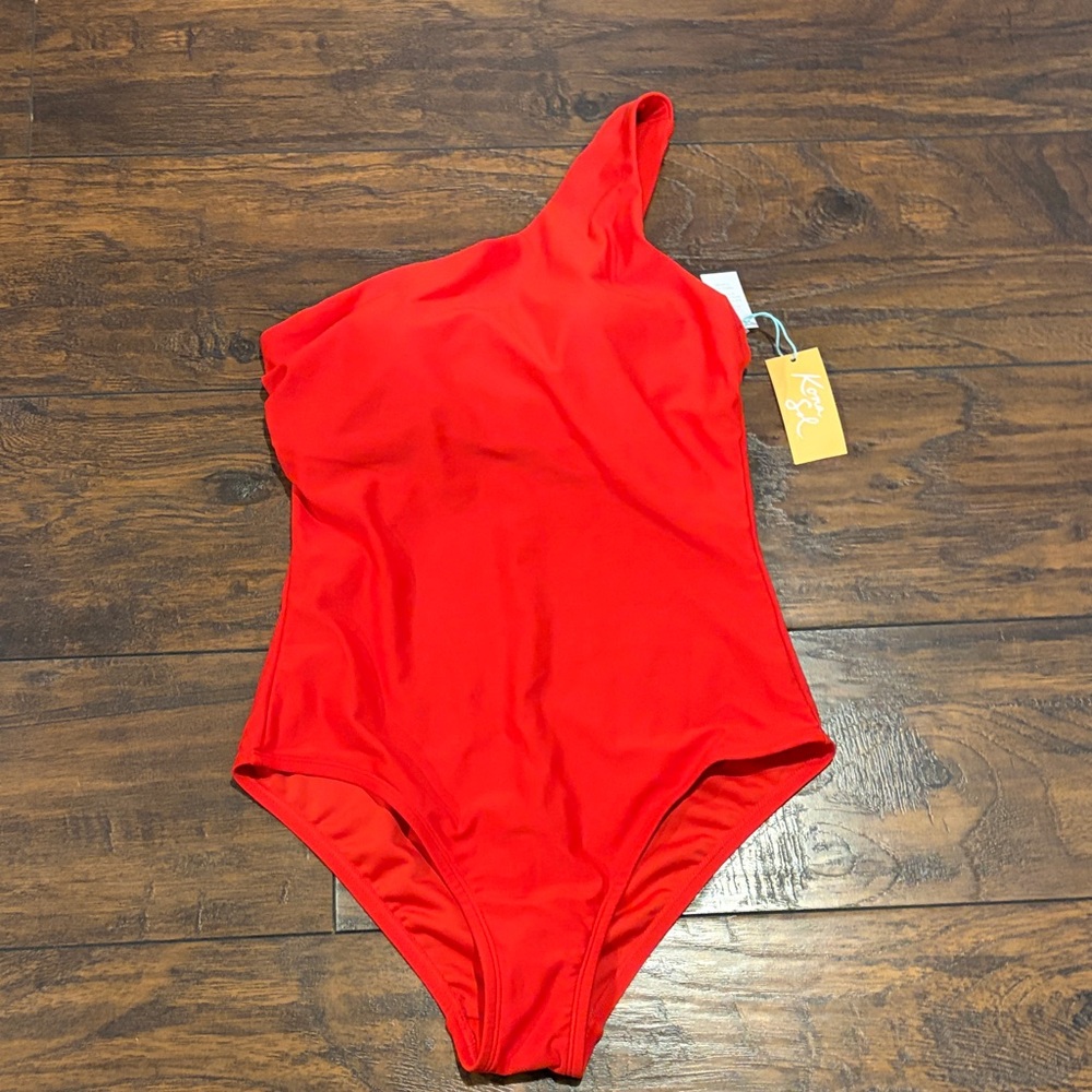 Kona Sol Red One-Shoulder Swim One Piece NWT - Picture 2 of 8